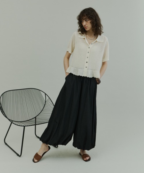 Plumel(プルメル)の「Open-Knit Cropped Knit Cardigan / 透かし編みハーフニットカーディガン(カーディガン/ボレロ・レディース・ブラウン/チャコールグレー/アイボリー・MEDIUM)」の15枚目の写真