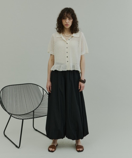 Plumel(プルメル)の「Open-Knit Cropped Knit Cardigan / 透かし編みハーフニットカーディガン(カーディガン/ボレロ・レディース・ブラウン/チャコールグレー/アイボリー・MEDIUM)」の16枚目の写真