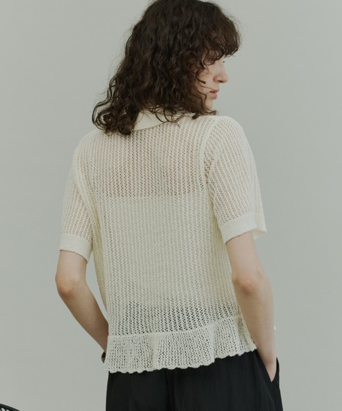 Plumel(プルメル)の「Open-Knit Cropped Knit Cardigan / 透かし編みハーフニットカーディガン(カーディガン/ボレロ・レディース・ブラウン/チャコールグレー/アイボリー・MEDIUM)」の13枚目の写真