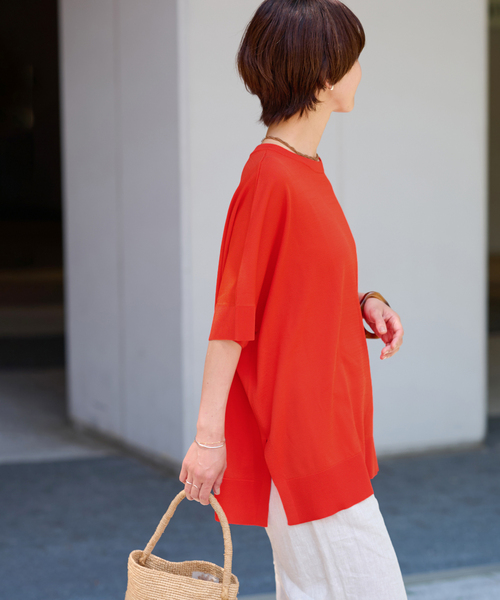 JOURNAL STANDARD relume(ジャーナルスタンダード レリューム)の「《追加8》接触冷感/ウォッシャブルクールポンチョプルオーバー(ニット/セーター・レディース・ブラウン/ブラック/ライトグレー/レッド・FREE)」の5枚目の写真