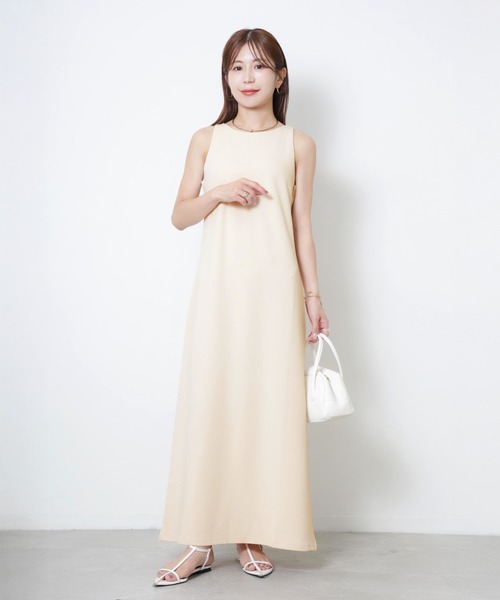 Riberry(リベリー)の「マットポンチアメスリワンピース(ワンピース・レディース・ブラック/ベージュ/ブラウン/ホワイト系・FREE)」の14枚目の写真