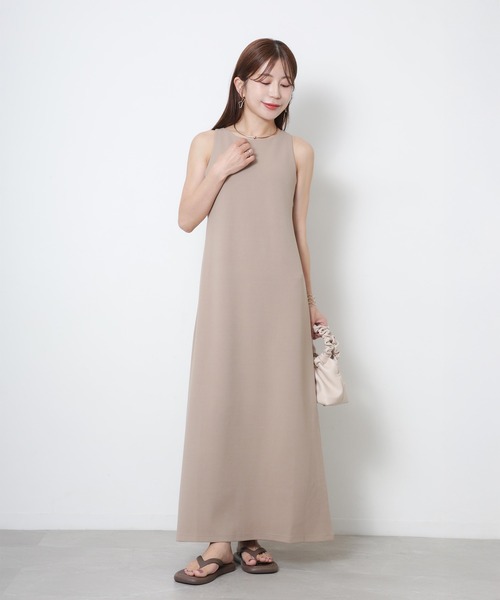 Riberry(リベリー)の「マットポンチアメスリワンピース(ワンピース・レディース・ブラック/ベージュ/ブラウン/ホワイト系・FREE)」の5枚目の写真