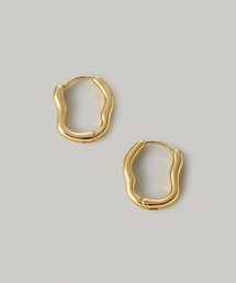 【汗や水に強い】〈ステンレス〉ニュアンスカーブフープピアス