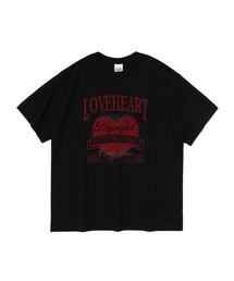 ヴィンテージラブハートクラック半袖Tシャツ(ブラック)