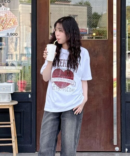 CARGOBROS FOR WOMAN(カーゴブロスフォーウィメン)の「ヴィンテージラブハートクラック半袖Tシャツ(ブラック)(Tシャツ/カットソー・レディース・その他・SMALL/MEDIUM/LARGE/X-LARGE/2XL)」の8枚目の写真