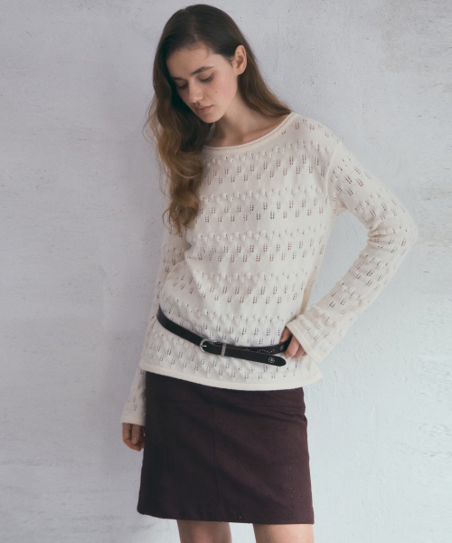 OURNOSTALGIA（アワー ノスタルジア）の「Punch Fake Suede Midi Skirt_Brown(O25-SK19)（スカート・レディース・ブラウン・MEDIUM/SMALL）」の4枚目の写真
