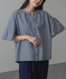 【ANNA LUNA】ふんわり袖 で涼しく華やぐ 袖フレア 5分袖 スキッパートップス