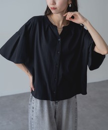 【ANNA LUNA】ふんわり袖 で涼しく華やぐ 袖フレア 5分袖 スキッパートップス