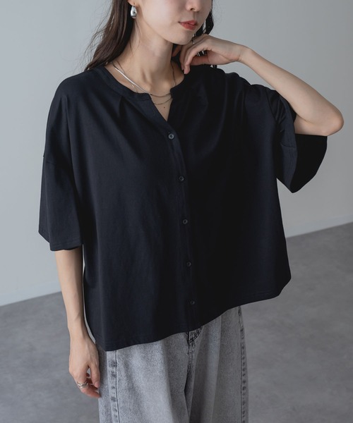ANNA LUNA（アンナルナ）の「【ANNA LUNA】ふんわり袖 で涼しく華やぐ 袖フレア 5分袖 スキッパートップス（Tシャツ/カットソー・レディース・オフホワイト/ネイビー/ブラック・MEDIUM）」の20枚目の写真