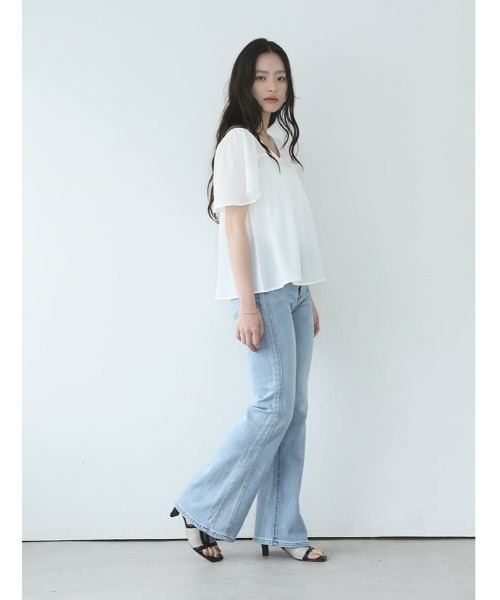 fifth(フィフス)の「【shieセレクト】シアーシャーリングVネックブラウス(シャツ/ブラウス・レディース・ホワイト/ブラック・M)」の10枚目の写真