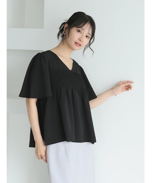 fifth(フィフス)の「【shieセレクト】シアーシャーリングVネックブラウス(シャツ/ブラウス・レディース・ホワイト/ブラック・M)」の18枚目の写真