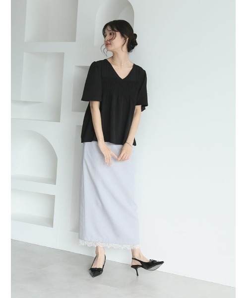 fifth(フィフス)の「【shieセレクト】シアーシャーリングVネックブラウス(シャツ/ブラウス・レディース・ホワイト/ブラック・M)」の20枚目の写真