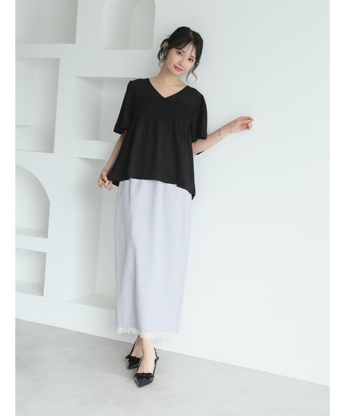 fifth(フィフス)の「【shieセレクト】シアーシャーリングVネックブラウス(シャツ/ブラウス・レディース・ホワイト/ブラック・M)」の21枚目の写真