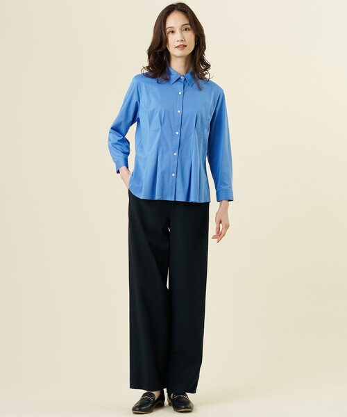 J.PRESS Ladies(J.プレス レディス)の「【WEB限定】シャツジャージー カットソー(Tシャツ/カットソー・レディース・黄土色系/オールドローズ系/スカイブルー系・SMALL)」の6枚目の写真