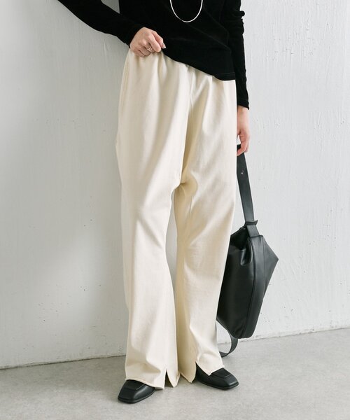 ear PAPILLONNER(イアパピヨネ)の「ラフスウェットパンツ【SUM1 STYLE×MONT KEMMEL】(その他パンツ・レディース・ブラック/アイボリー・FREE)」の2枚目の写真