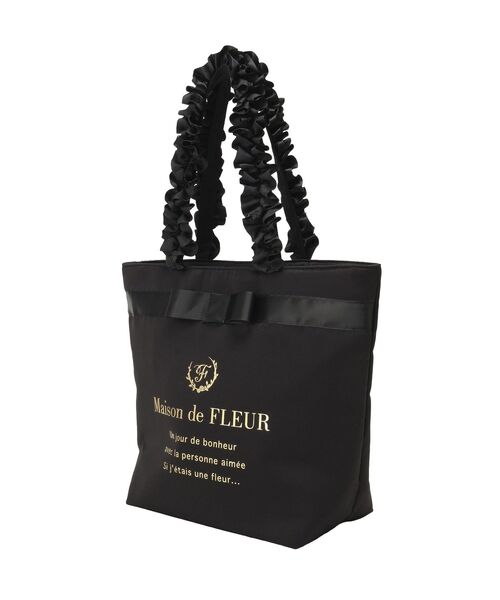 Maison de FLEUR(メゾンドフルール)の「ブランドロゴフリルハンドルトートMバッグ(トートバッグ・レディース・ピンク系その他2/ピンク/ブラック・FREE)」の8枚目の写真