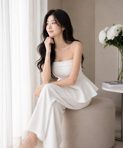 NoBelle(ノベル)の「シンプルフリルチューブトップ ワンホンお姉さん系オフショルダー(チューブトップ・レディース・ブラック/ホワイト/グレー・FREE)」の15枚目の写真