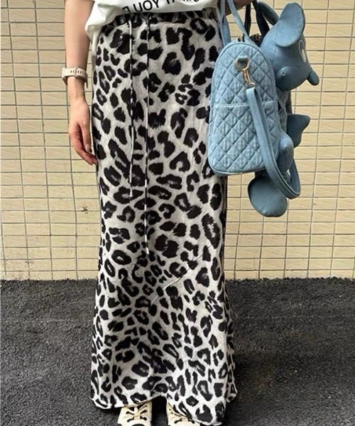 Vipoa(ヴィポア)の「Leopard slim drape skirt(スカート・レディース・ブラウン/グレー・FREE)」の2枚目の写真