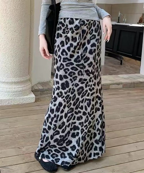 Vipoa(ヴィポア)の「Leopard slim drape skirt(スカート・レディース・ブラウン/グレー・FREE)」の6枚目の写真