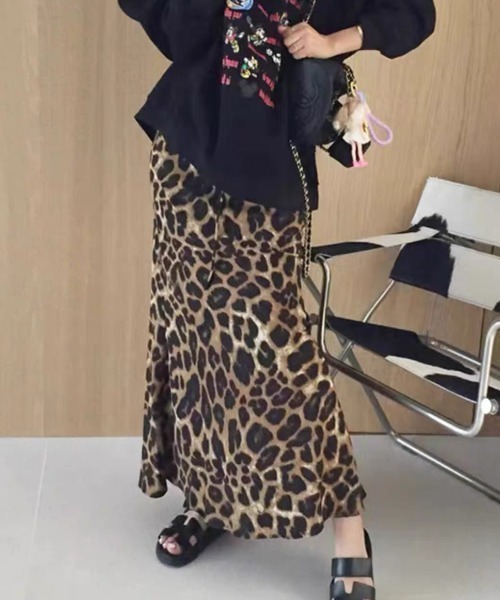 Vipoa(ヴィポア)の「Leopard slim drape skirt(スカート・レディース・ブラウン/グレー・FREE)」の21枚目の写真