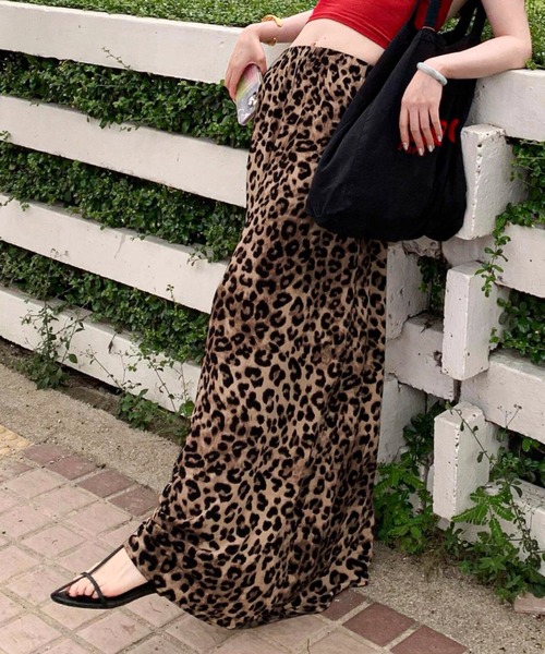 Vipoa(ヴィポア)の「Leopard slim drape skirt(スカート・レディース・ブラウン/グレー・FREE)」の14枚目の写真