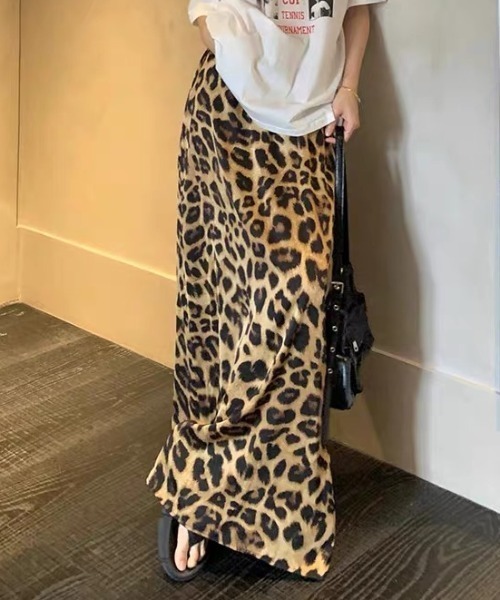 Vipoa(ヴィポア)の「Leopard slim drape skirt(スカート・レディース・ブラウン/グレー・FREE)」の12枚目の写真