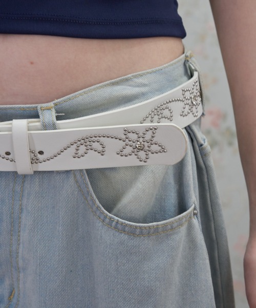 Birthday room（バースデイルーム）の「ボタニカルスタッズベルト/Botanical Studded Belt（ベルト・レディース・ブラック/ホワイト・FREE）」の5枚目の写真
