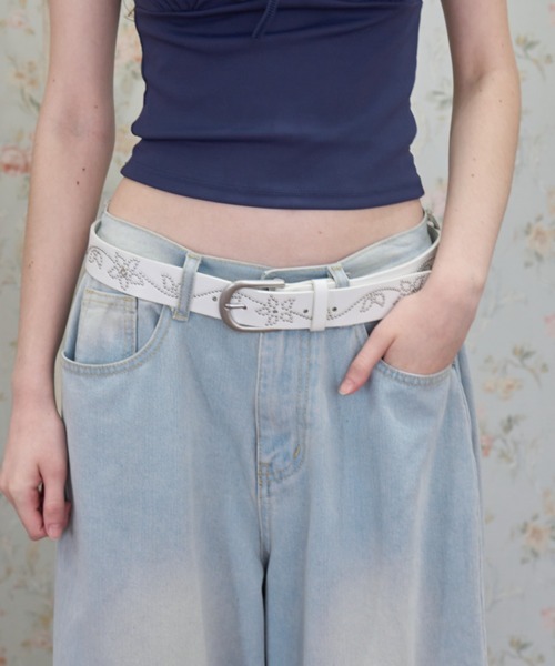 Birthday room（バースデイルーム）の「ボタニカルスタッズベルト/Botanical Studded Belt（ベルト・レディース・ブラック/ホワイト・FREE）」の6枚目の写真