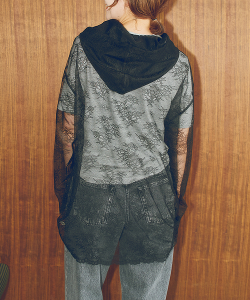 Spick & Span(スピックアンドスパン)の「ARCHIVE STANCE / アーカイブスタンス lace hoodie(パーカー・レディース・アイボリー/ブラック・FREE)」の6枚目の写真