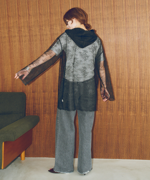 Spick & Span(スピックアンドスパン)の「ARCHIVE STANCE / アーカイブスタンス lace hoodie(パーカー・レディース・アイボリー/ブラック・FREE)」の11枚目の写真