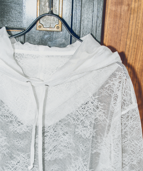 Spick & Span(スピックアンドスパン)の「ARCHIVE STANCE / アーカイブスタンス lace hoodie(パーカー・レディース・アイボリー/ブラック・FREE)」の12枚目の写真