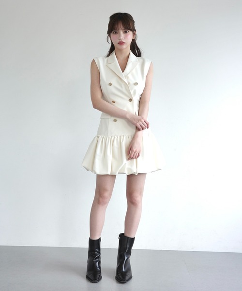 EIMY ISTOIRE(エイミーイストワール)の「JACKET BALLOON DRESS(ワンピース・レディース・オフホワイト/チェック/グレー/キャメル・36/38)」の5枚目の写真
