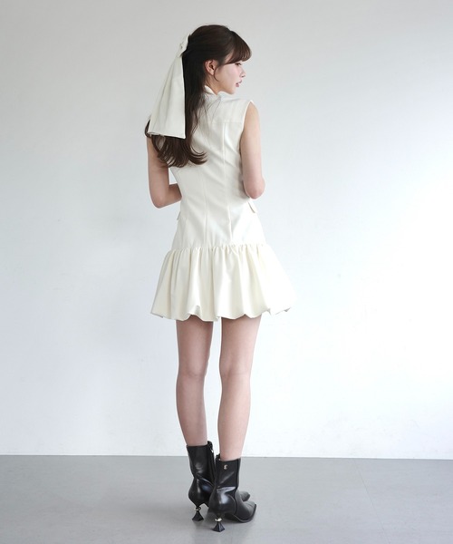 EIMY ISTOIRE（エイミーイストワール）の「JACKET BALLOON DRESS（ワンピース・レディース・オフホワイト/チェック/グレー/キャメル・36/38）」の7枚目の写真