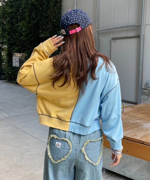 HELLO.SANFRANCISCO(ハローサンフランシスコ)の「【HELLO.SANFRANCISCO】2WAY配色リボンスウェット(スウェット・レディース・ブルー/グレー・ONE SIZE)」の13枚目の写真
