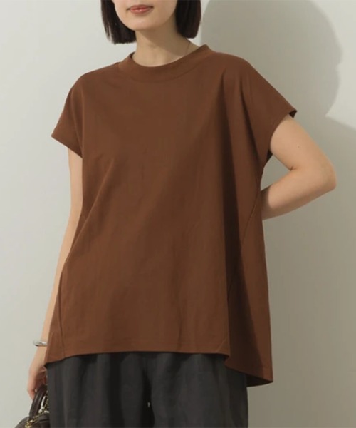 SETUP7(セットアップセブン)の「【SETUP7】接触冷感裾ラウンドフレンチスリーブプルオーバー SPD(Tシャツ/カットソー・レディース・ライトブラウン/ベージュ/ブラック/ホワイト/ピンク/マルチ・FREE)」の4枚目の写真