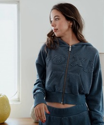 ROXY SALT FADE ZIP パッチロゴ ジップフーディ スウェットパーカー 【2026年秋冬モデル】/ロキシーショート丈フーディー