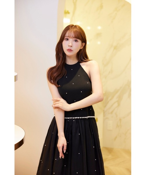 MISTREASS(ミストレアス)の「Pearl Trim American Sleeve Knit Top(ニット/セーター・レディース・ブラック・FREE)」の2枚目の写真