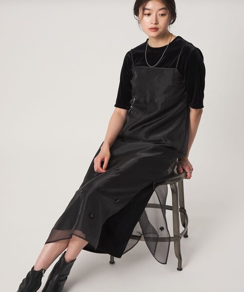 green label relaxing（グリーンレーベルリラクシング）の「＜GLR_MINE＞ビジュー キャミソール ワンピース（ワンピース・レディース・ブラック/ベージュ・FREE）」の16枚目の写真