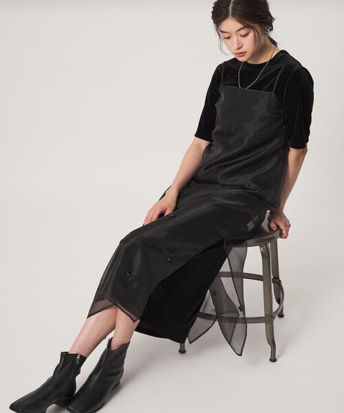 green label relaxing（グリーンレーベルリラクシング）の「＜GLR_MINE＞ビジュー キャミソール ワンピース（ワンピース・レディース・ブラック/ベージュ・FREE）」の17枚目の写真