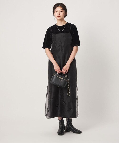 green label relaxing（グリーンレーベルリラクシング）の「＜GLR_MINE＞ビジュー キャミソール ワンピース（ワンピース・レディース・ブラック/ベージュ・FREE）」の18枚目の写真