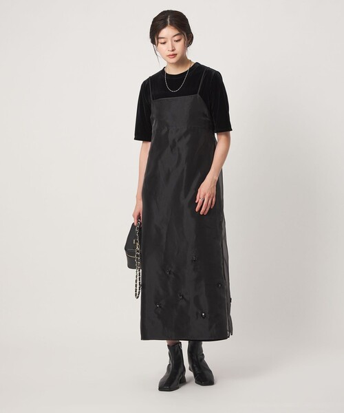 green label relaxing（グリーンレーベルリラクシング）の「＜GLR_MINE＞ビジュー キャミソール ワンピース（ワンピース・レディース・ブラック/ベージュ・FREE）」の19枚目の写真