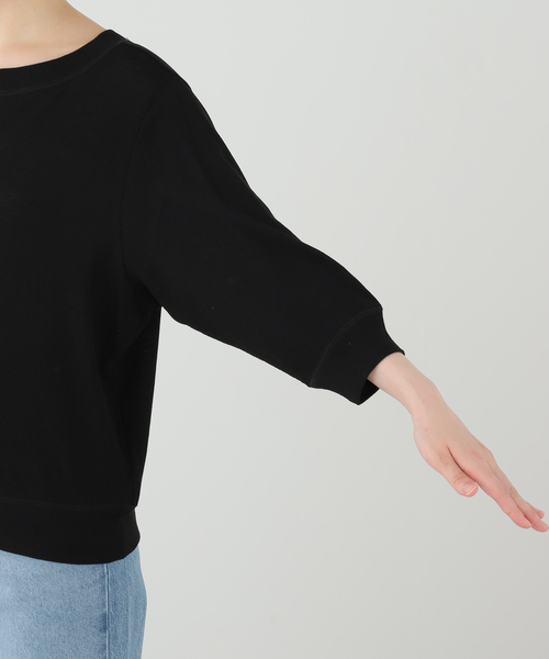 IENA（イエナ）の「ガーゼフライス ボートネックプルオーバー（Tシャツ/カットソー・レディース・ブラック/ホワイト・FREE）」の5枚目の写真