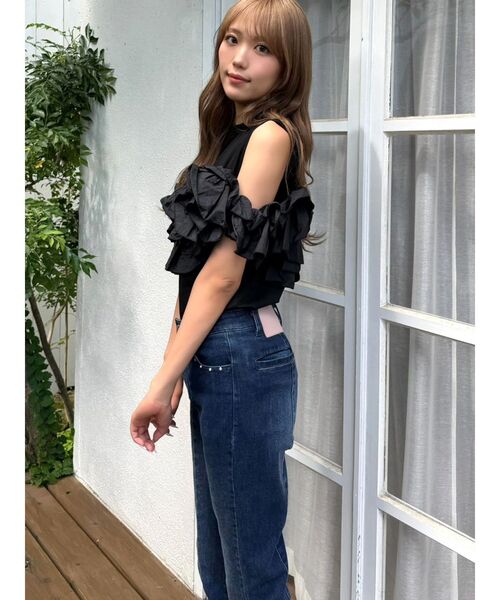 CALNAMUR(カルナムール)の「天竺ナイロンドッキングビスチェ(Tシャツ/カットソー・レディース・ブラック/グレー/ホワイト・FREE)」の8枚目の写真