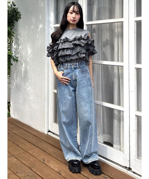 CALNAMUR(カルナムール)の「天竺ナイロンドッキングビスチェ(Tシャツ/カットソー・レディース・ブラック/グレー/ホワイト・FREE)」の10枚目の写真