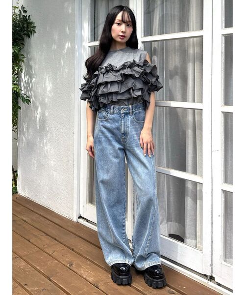 CALNAMUR(カルナムール)の「天竺ナイロンドッキングビスチェ(Tシャツ/カットソー・レディース・ブラック/グレー/ホワイト・FREE)」の12枚目の写真