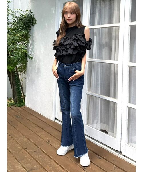 CALNAMUR(カルナムール)の「天竺ナイロンドッキングビスチェ(Tシャツ/カットソー・レディース・ブラック/グレー/ホワイト・FREE)」の13枚目の写真