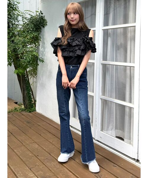 CALNAMUR(カルナムール)の「天竺ナイロンドッキングビスチェ(Tシャツ/カットソー・レディース・ブラック/グレー/ホワイト・FREE)」の14枚目の写真
