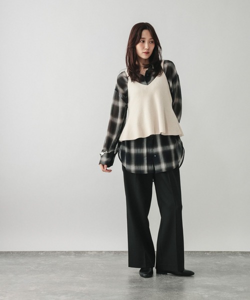 GLOBAL WORK（グローバルワーク）の「ペプラムモールビスチェ/1044421（ベスト・レディース・オフホワイト/ネイビー・LARGE/MEDIUM）」の4枚目の写真
