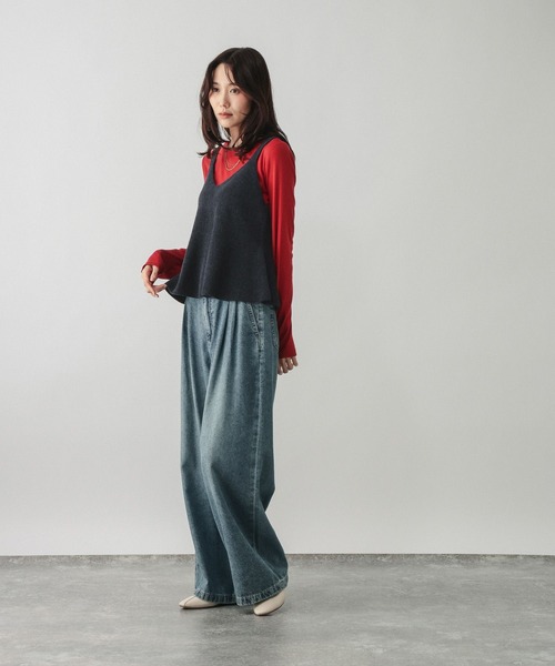 GLOBAL WORK（グローバルワーク）の「ペプラムモールビスチェ/1044421（ベスト・レディース・オフホワイト/ネイビー・LARGE/MEDIUM）」の7枚目の写真