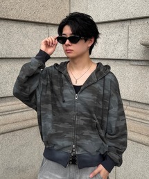 Double Zip-Up Short Hoodie Camo - 迷彩ダブルショートフーディー【短丈】